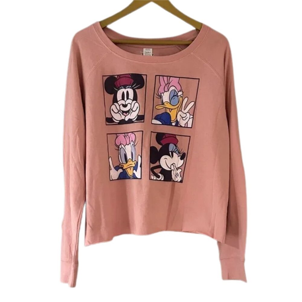 Disney Pink Vintage Style Sweatshirt with Minnie and Daisy Graphics - Cropped